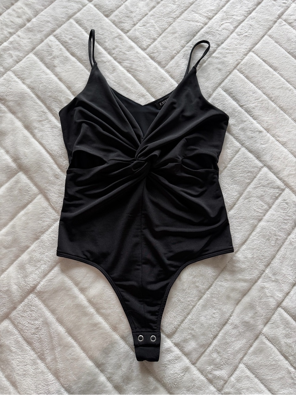 Express Black Twist-Front Bodysuit